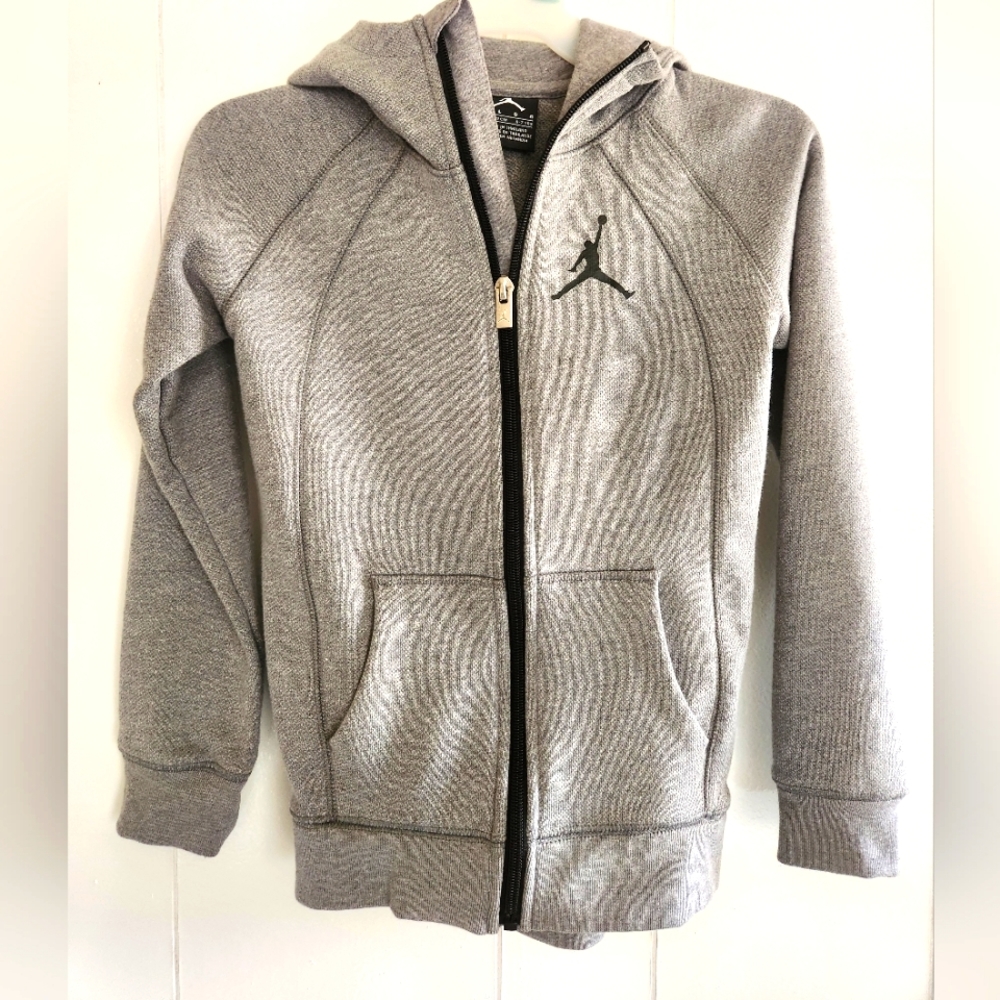 Jordan Kids' Gray Zip-Up Hooded Sweatshirt